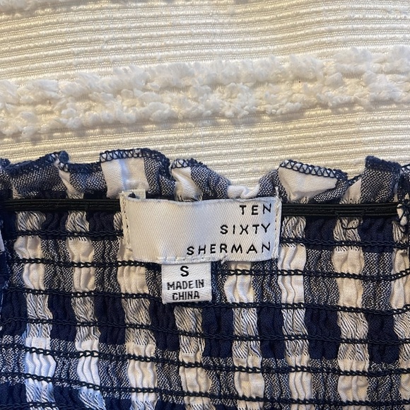 Nordstrom size small ruched, striped plaid top - Picture 3 of 3